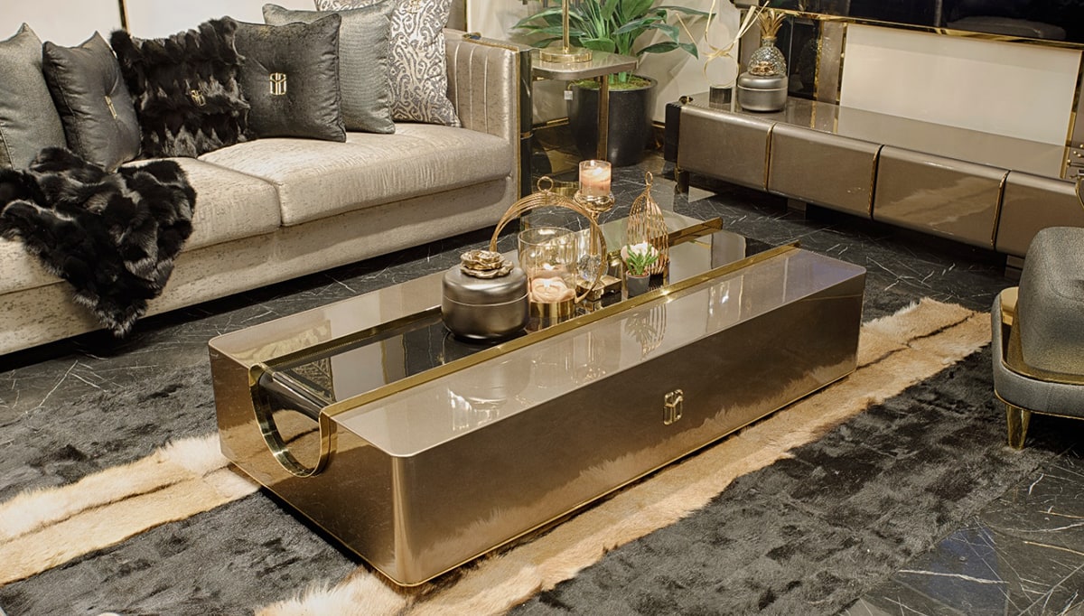 Bosphorus Collection Modern Luxury Living Room, Coffee Table and Couch