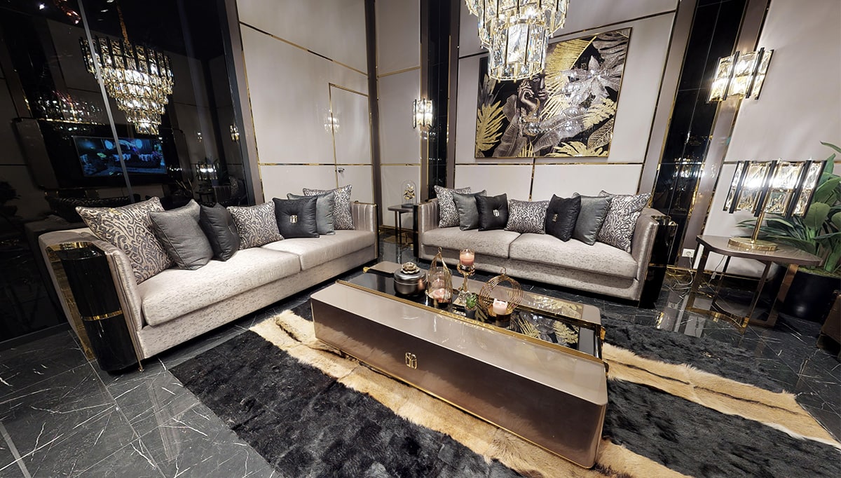 Bosphorus Collection Luxury Living Room, Couch and Coffee Table