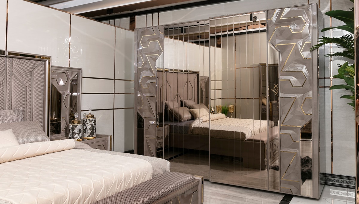 Gustora Collection Luxury Modern Bed and Wardrobe