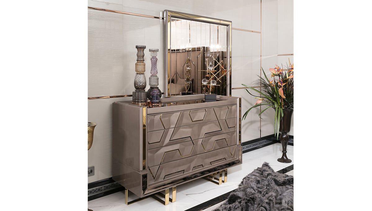 Gustora Collection Modern Luxury Dresser with Mirror