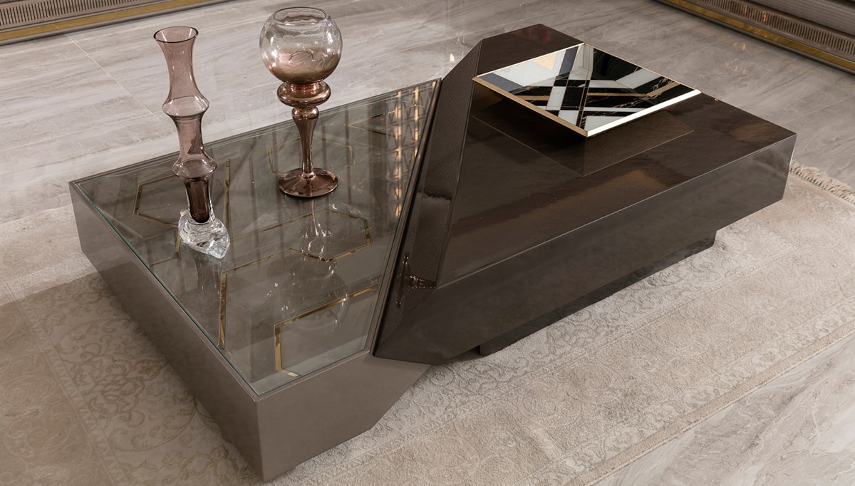 Gustora Collection Modern Luxury with Glass Design Coffee Table
