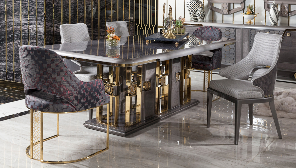 Ikonas Collection Modern Luxury High-end Design Dining Table and Single Seat