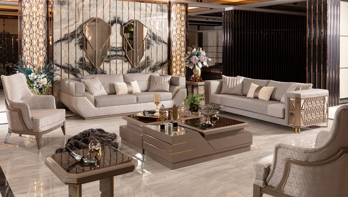 Portonas Collection Modern Living Room, High-end Design Sofa, Armchair and Coffee Table