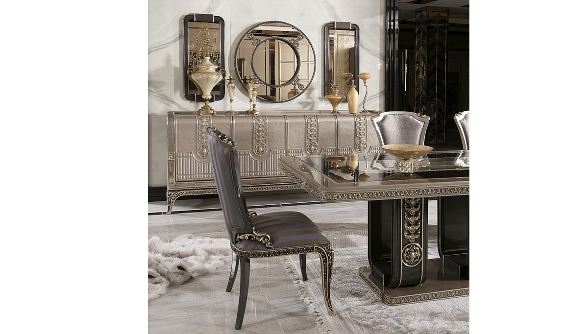 Rivena Collection Modern Luxury Dinner Table, Chair and Console