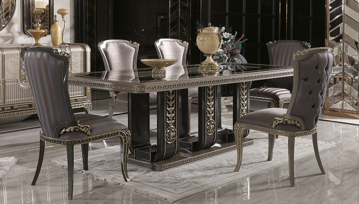 Rivena Collection Modern Luxury Dinner Table, Chair and Console
