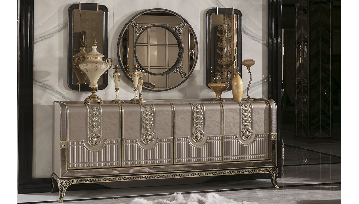 Rivena Collection Modern Luxury Mirrored Console