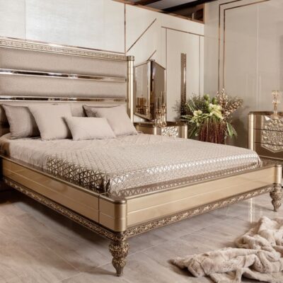 Suite Collection Luxury Bedroom, Upholstered Bed, Nightstand and Mirror Dresser