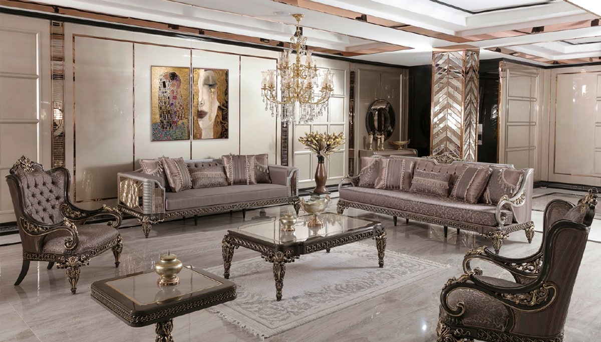 Zanka Collection Luxury Living Room, Couch, Armchair and Coffee Table