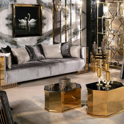 Cornelya Collection Luxury Living Room Arm Sofa Armchair and Coffee Table