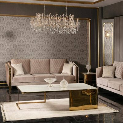 Luitton Collection Luxury Living Room Arm Sofa Armchair and Coffee Table