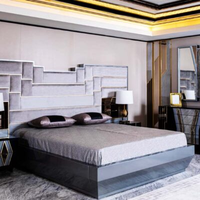 Madreno Collection Luxury Bedroom Bed Dresser and Nightstand