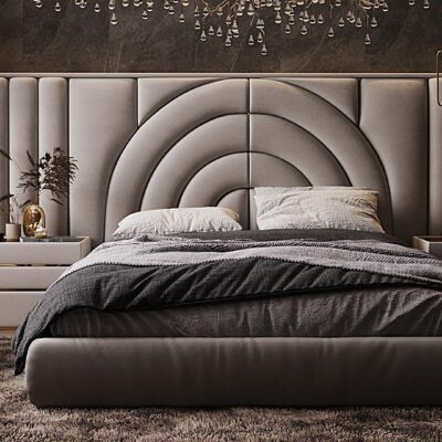 Mirella Collection Modern Bedroom Bed and Nightstand