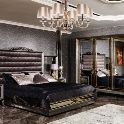 Patras Collection Luxury Bedroom Bed Wardrobe and Nightstand