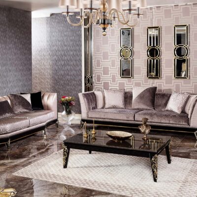 Patras Collection Luxury Living Room Arm Sofa Armchair and Coffee Table