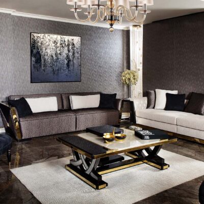 Varna Collection Luxury Living Room Arm Sofa Armchair and Coffee Table