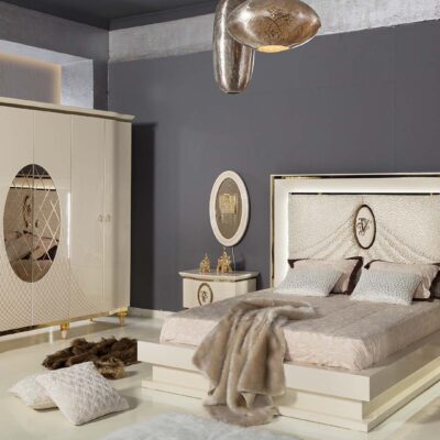 Virena Collection Luxury Bedroom Bed Wardrobe and Nightstand