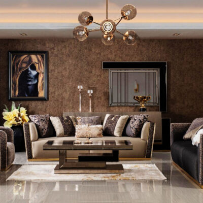 Chocolate Luxury Living Room Wide Angle