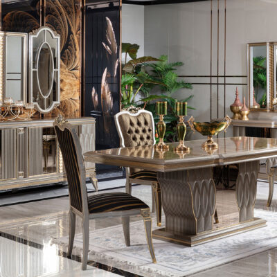 Petra Gold Luxury Dining Room Wide Angle